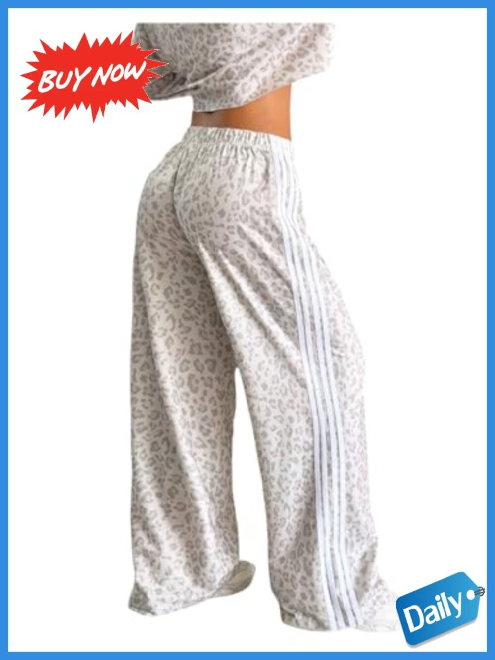 Womens Wide Leg Leopard Sweatpants Y2K Striped Lounge Track Pants
